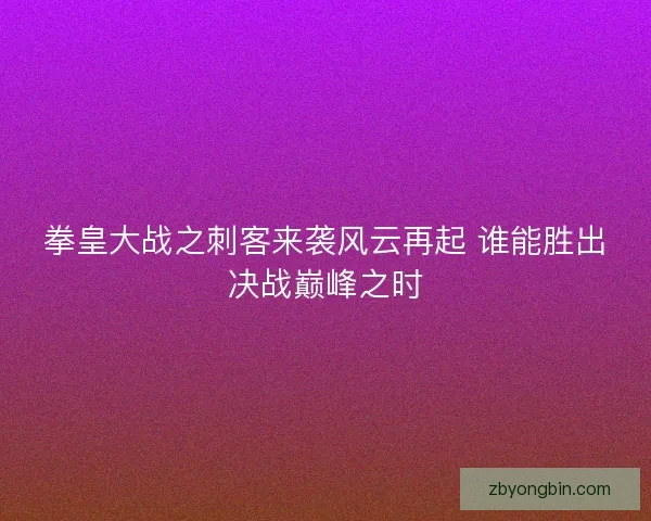 拳皇大战之刺客来袭风云再起 谁能胜出决战巅峰之时
